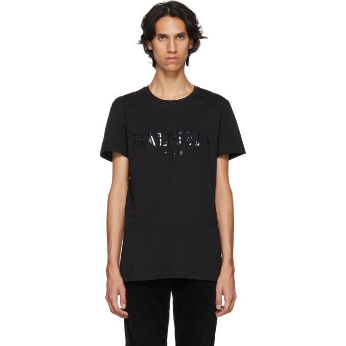 Photo: Balmain Black Glossy Logo T-Shirt