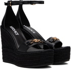 Versace Black Medusa '95 Leather Wedge Sandals