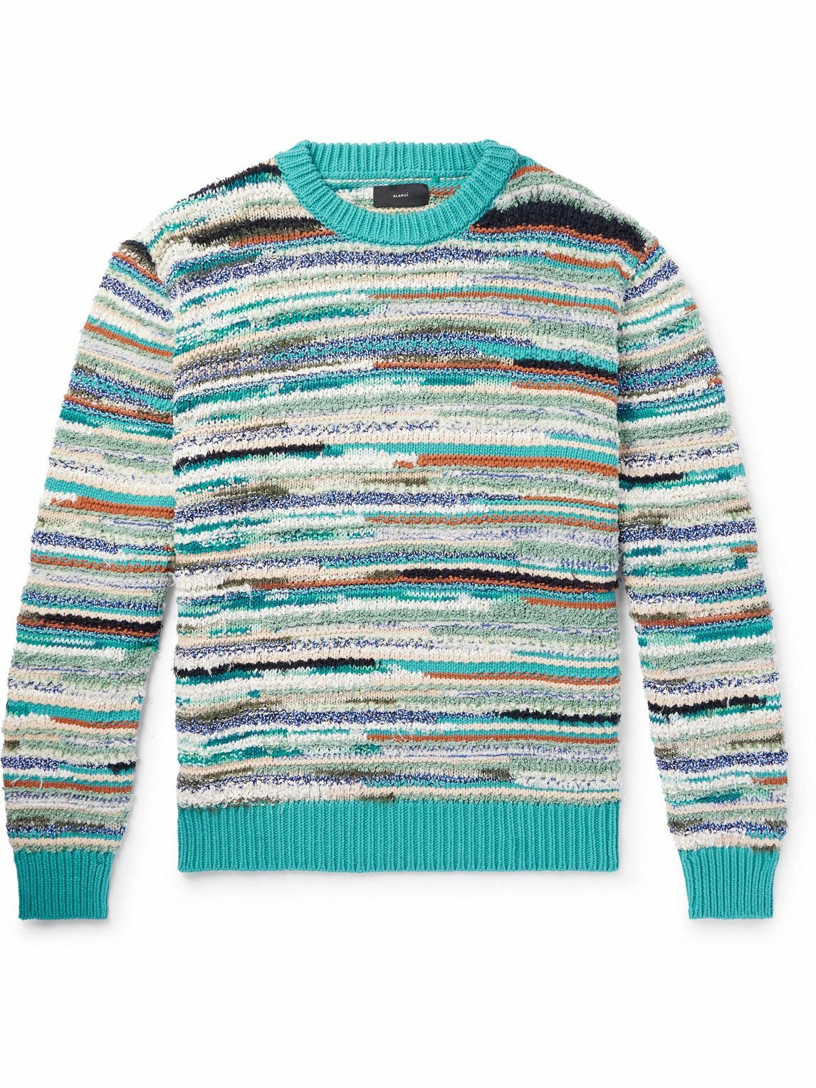 Alanui - Madurai Striped Cotton-Blend Sweater - Blue
