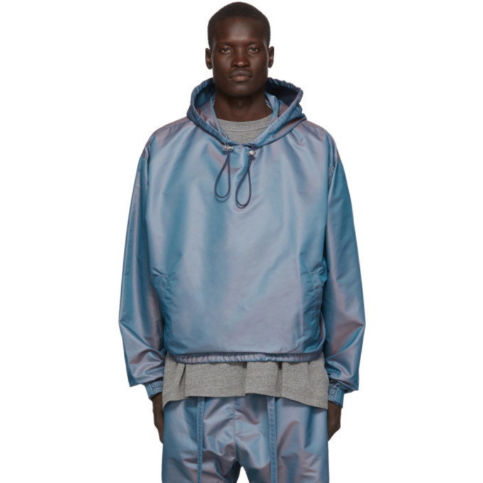 Photo: Fear of God Blue Nylon Iridescent Oversized Jacket