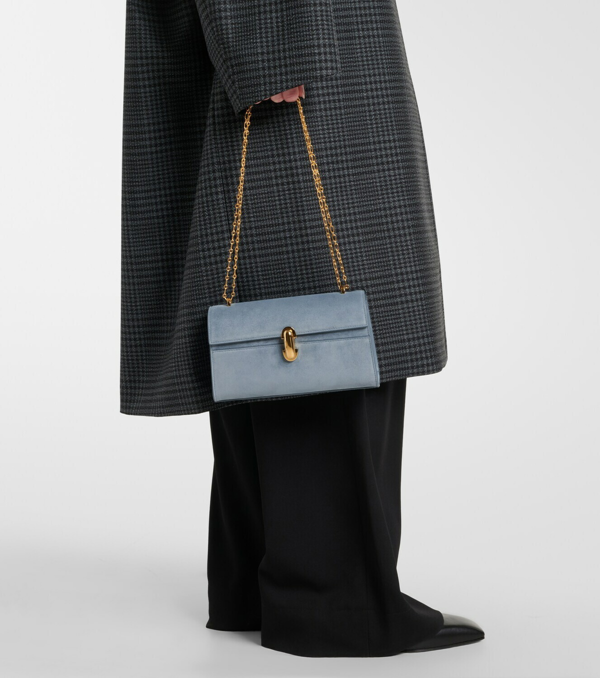Savette Symmetry Chain Mini suede crossbody bag