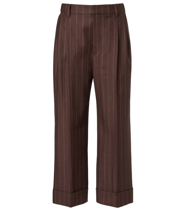 Photo: Brunello Cucinelli Chalk stripe wool cropped flared pants