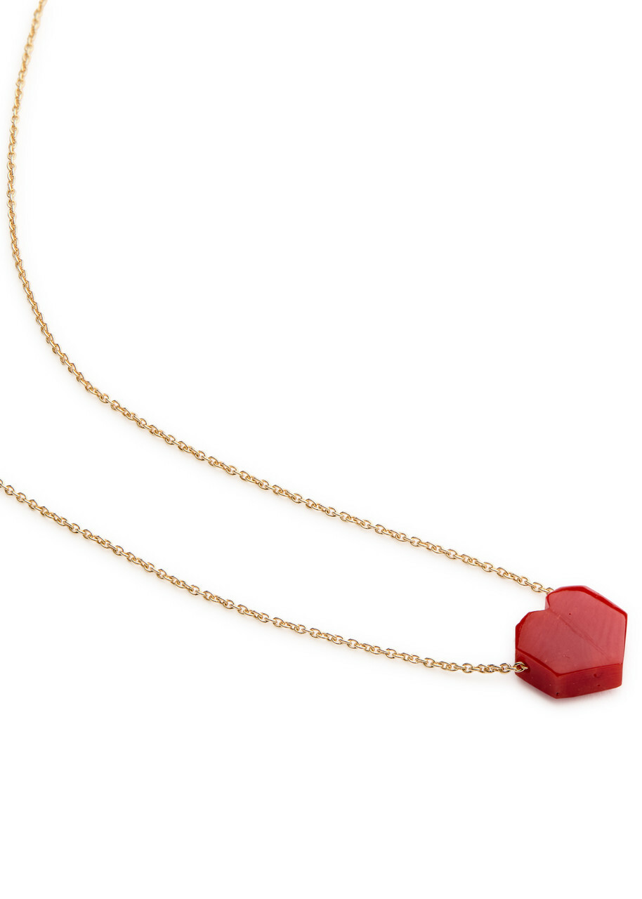 Aliita Mini Corazon 9kt Gold Heart Necklace - Red - One Size