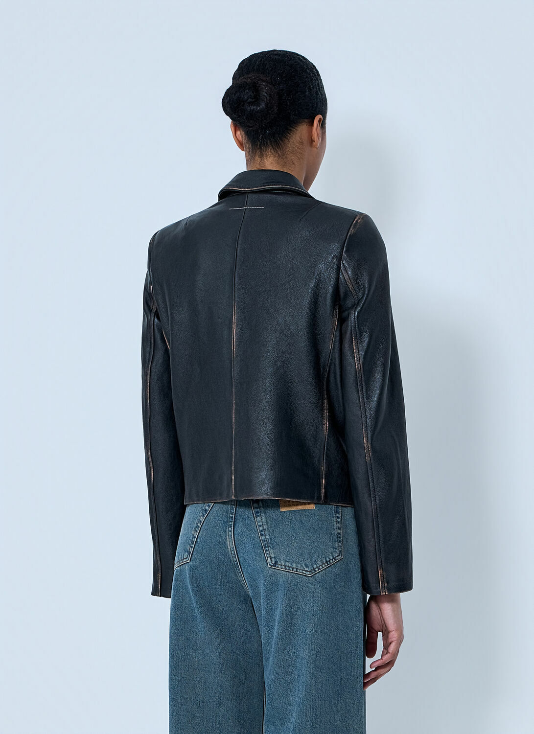 MM6 Maison Margiela Leather Button-Front Jacket