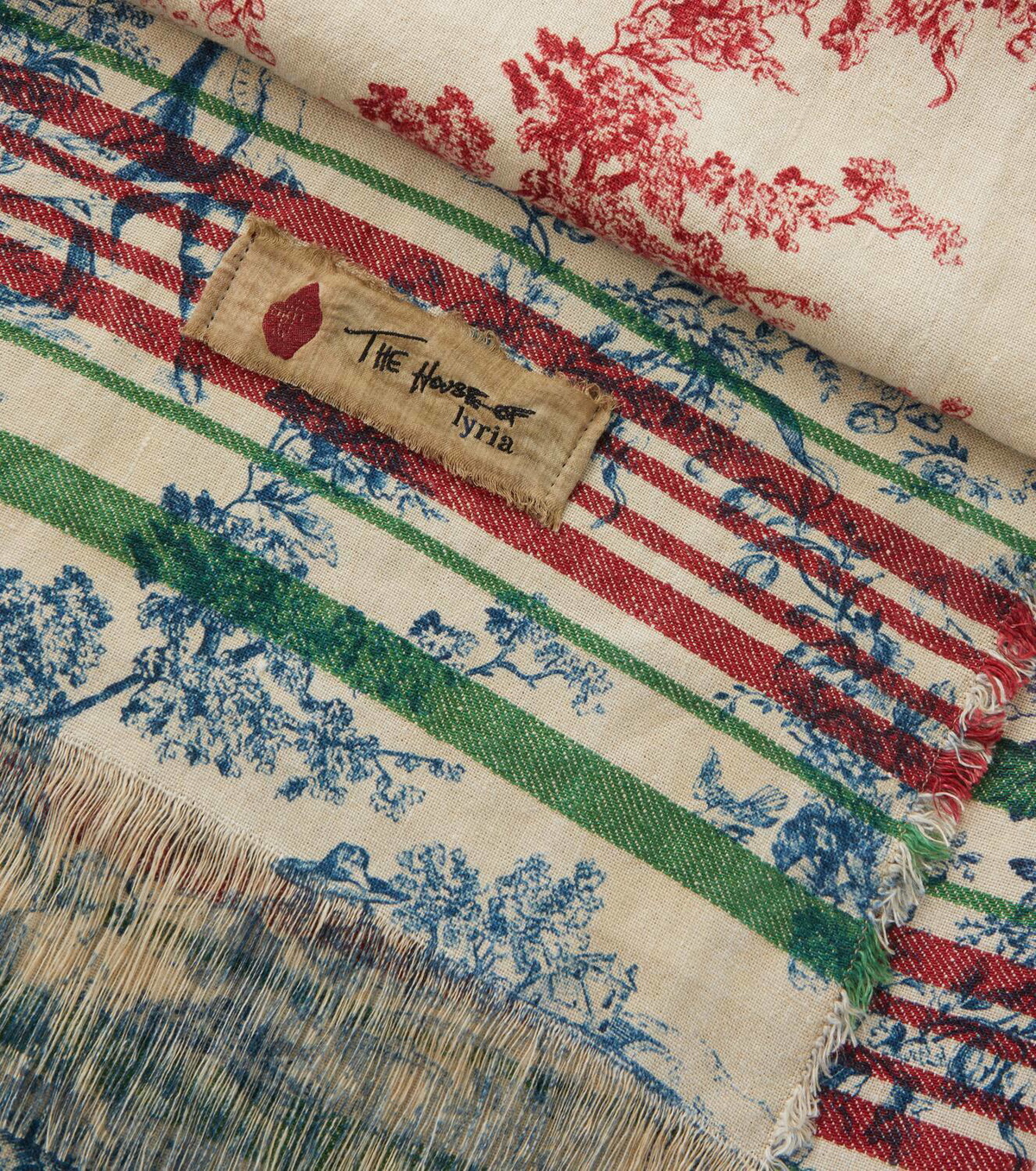 The House of Lyria Zacinto fringed linen jacquard blanket
