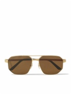 Cartier Eyewear - Santos de Cartier Aviator-Style Gold-Tone Sunglasses