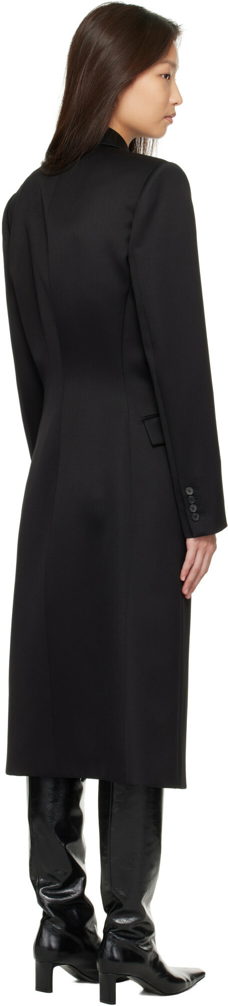 KHAITE Black Rolon Coat