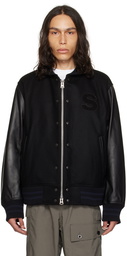 sacai Black Interstellar Leather Bomber Jacket