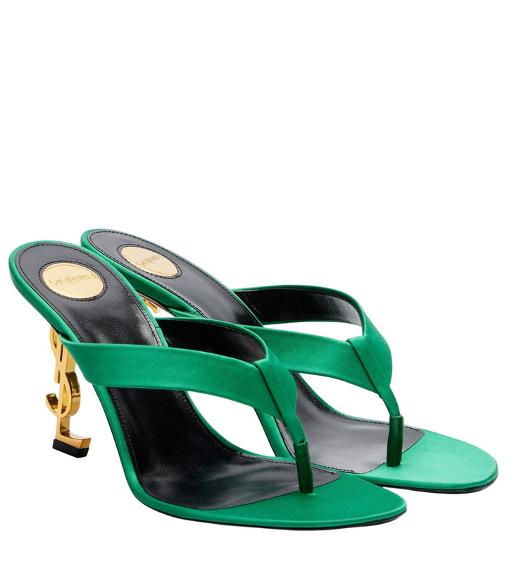 Photo: Saint Laurent Opyum Cassandre crêpe satin thong sandals