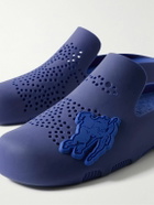 Burberry - Embellished Perforated Rubber Clogs - Blue