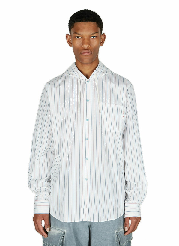Photo: Marni - Striped Hooded Shirt in White