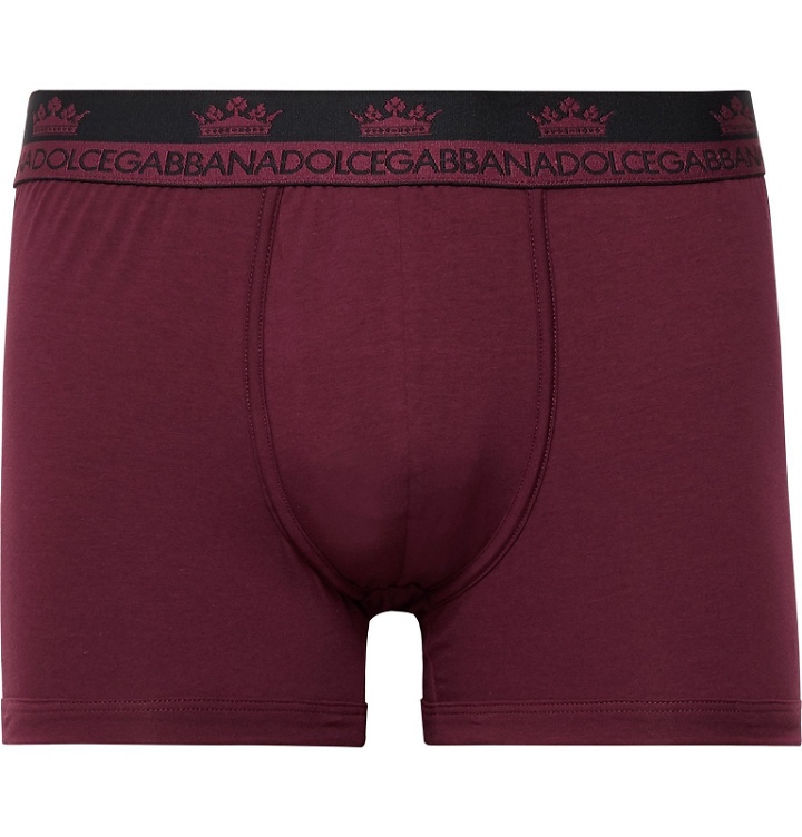 Photo: Dolce & Gabbana - Stretch-Cotton Boxer Briefs - Burgundy