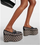 Gucci Gucci Horsebit GG canvas platform loafers