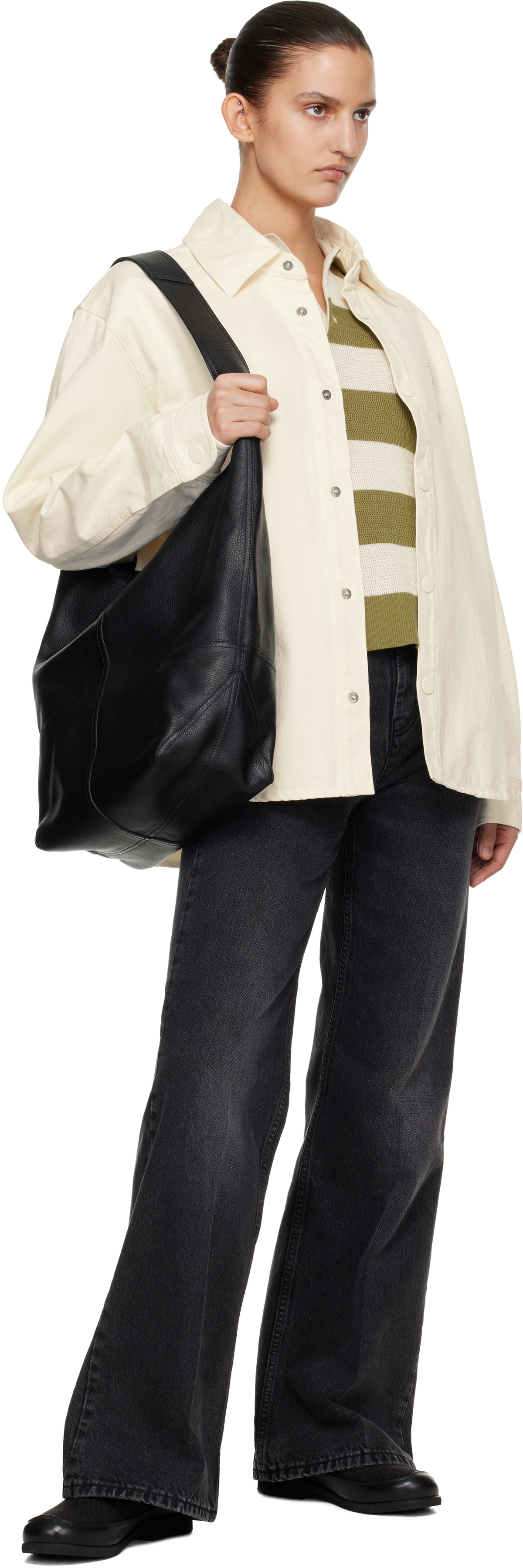 AMI Paris Black Cotton Flare-Fit Jeans