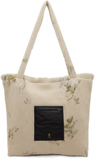 R13 Beige Flower Tote Bag
