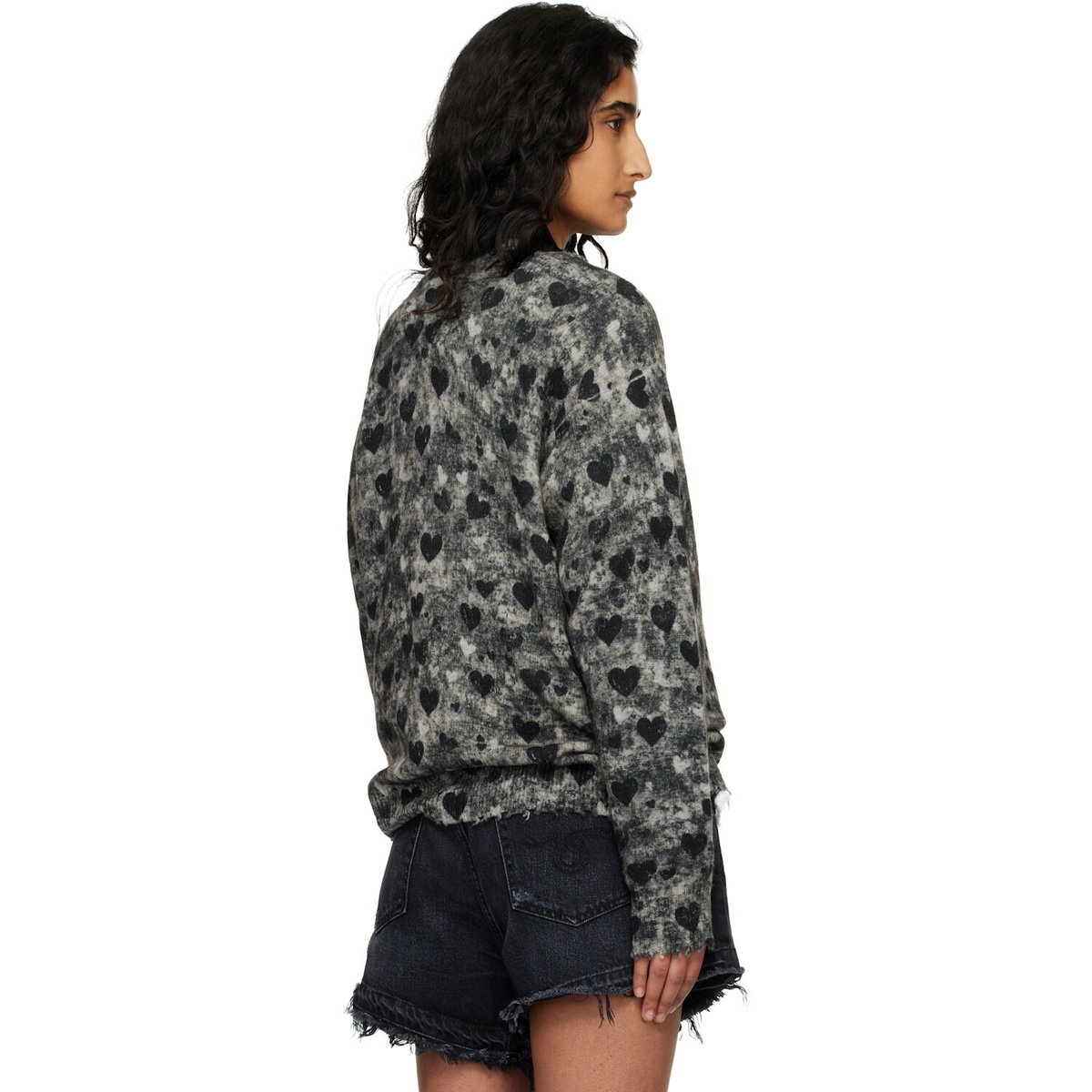 R13 Gray Printed Boyfriend Sweater