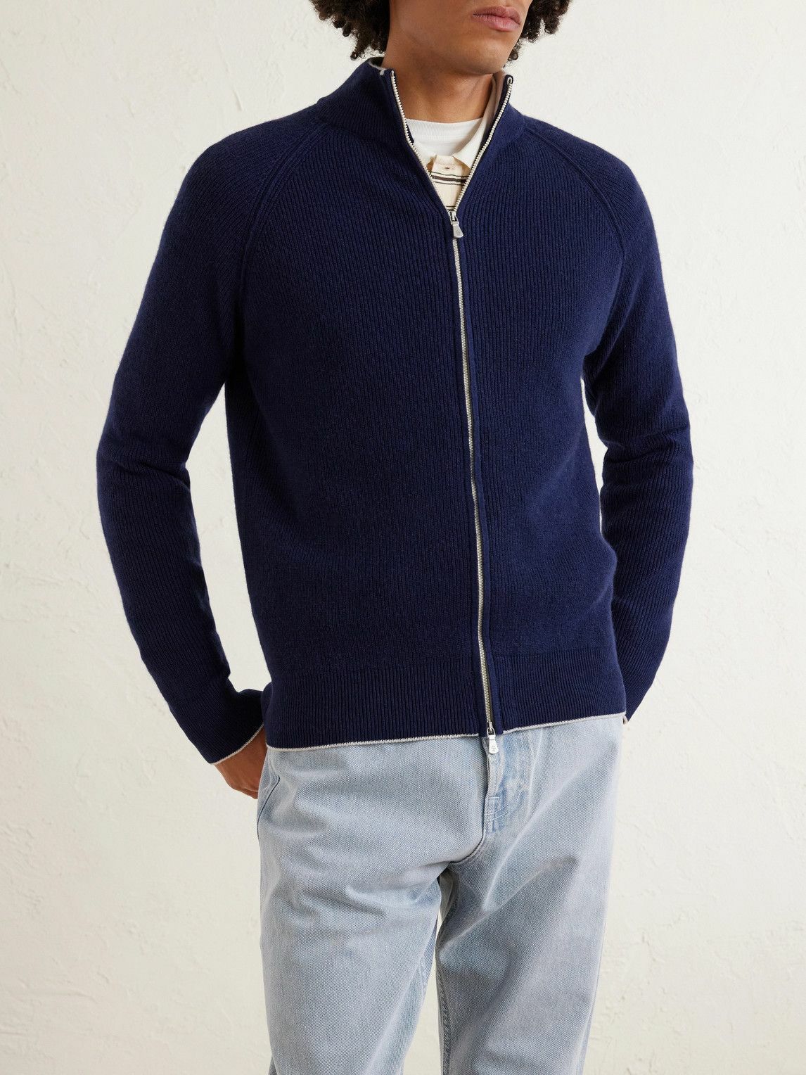 Eleventy - Cashmere Zip-Up Sweater - Blue