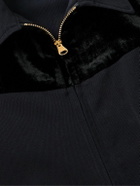 Visvim - Mayfield Velour-Trimmed Wool and Linen-Blend Bomber Jacket - Blue