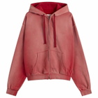 Maison Margiela Men's Vintage Washed Shrunked Hoodie in Vintage Red