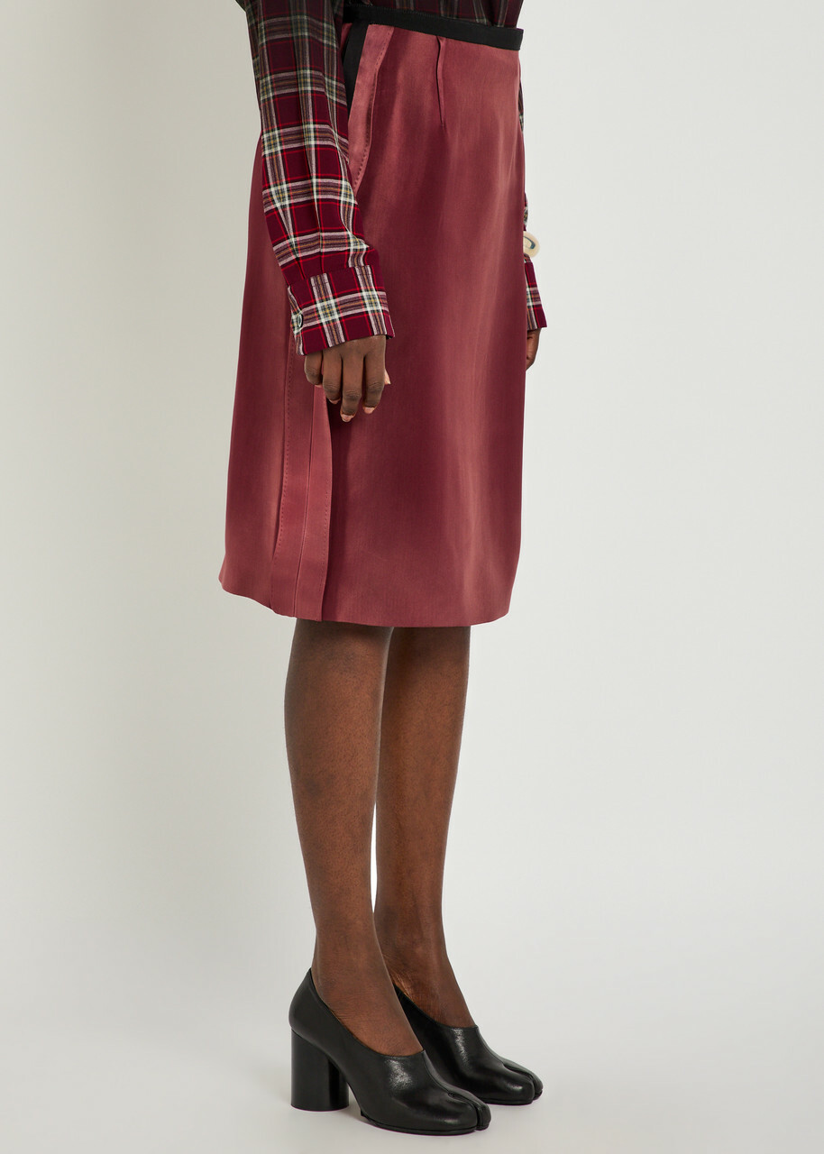 Maison Margiela Reverse-effect Satin Midi Skirt Red