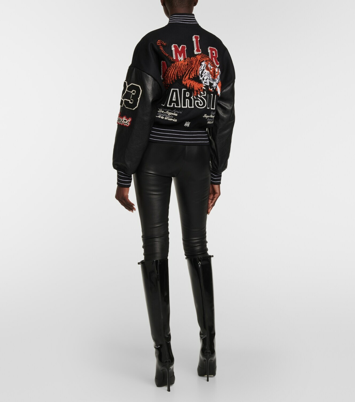 Tiger Varsity Jacket in Black - Amiri