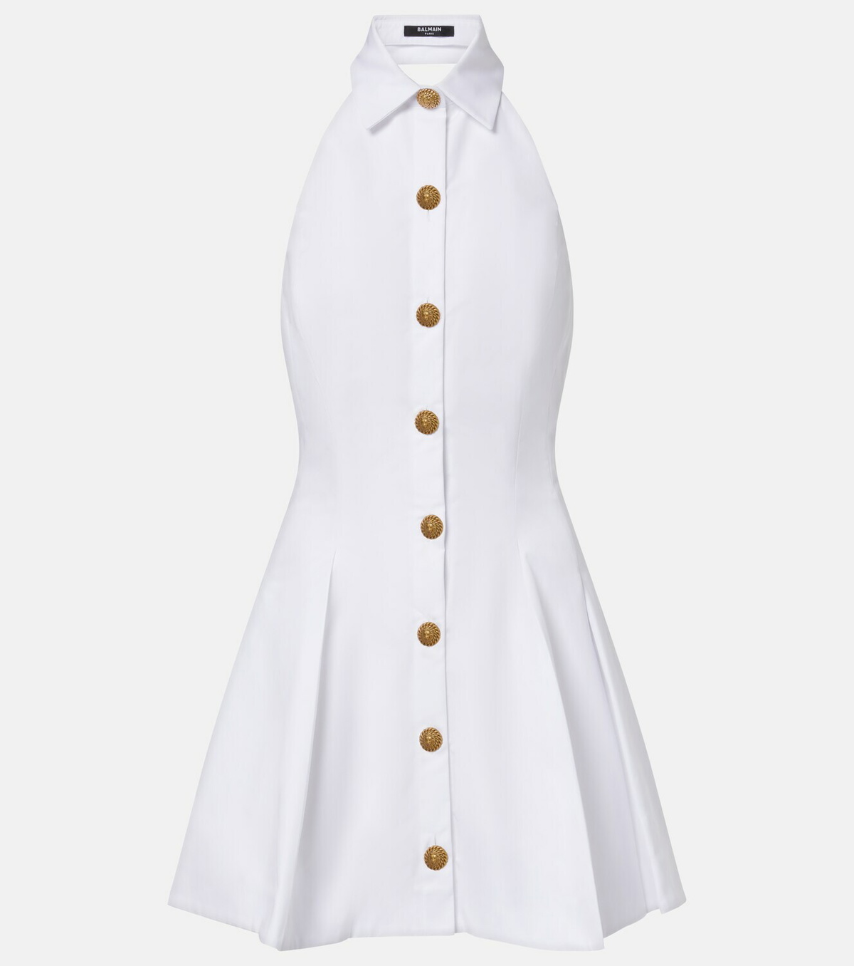 Balmain Pleated cotton poplin minidress