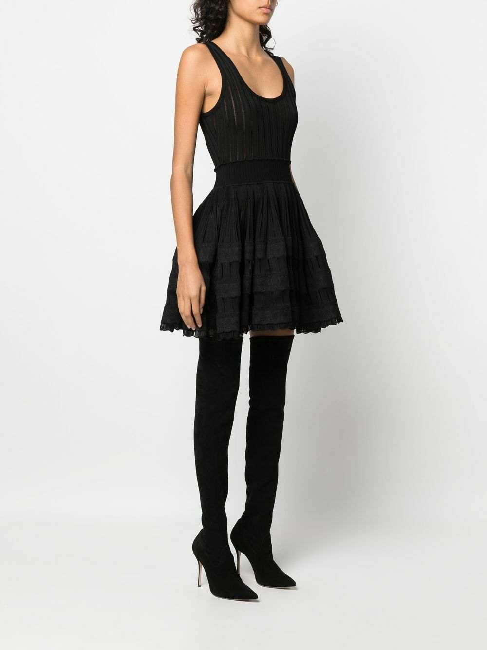 【送料&関税込】Alaia Black Viscose Dress ALAÏA BLACK KNIT SKATER DRESS |ALAÏA US