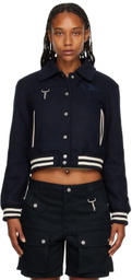 Reese Cooper Navy Embroidered Bomber Jacket