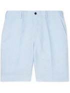 ANDERSON & SHEPPARD - Wide-Leg Linen Bermuda Shorts - Blue