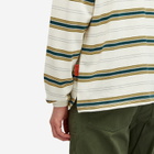 Uniform Bridge Men's Stripe Longsleeve Polo Shirt in Ivory