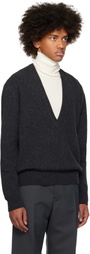 LEMAIRE Gray Deep V-Neck Sweater