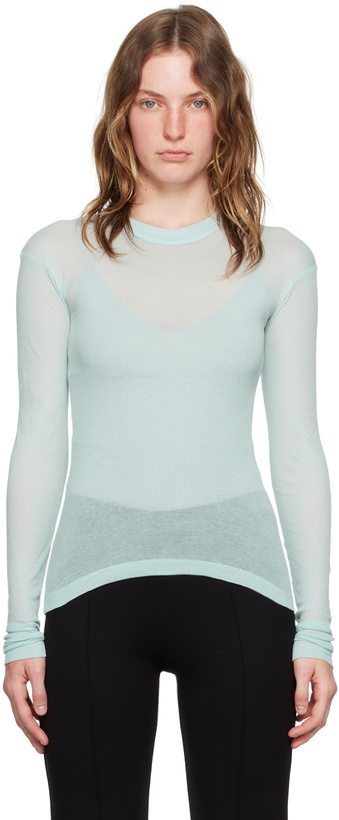 Photo: BITE Blue Ribbed Long Sleeve T-Shirt