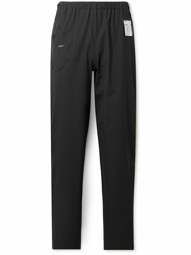Photo: Satisfy - Straight-Leg Pertex® 3L Rain Logo-Appliquéd Recycled-Ripstop Trousers - Black