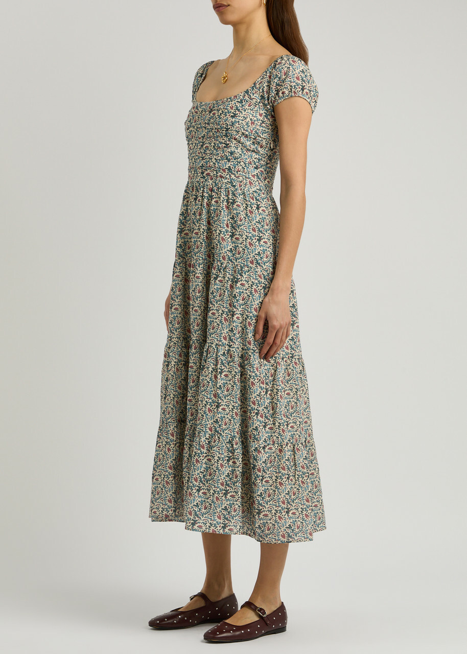 Paige Marchella Printed Cotton-blend Midi Dress Multicoloured