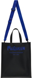 Alexander McQueen Black Graffiti Edge North South Tote