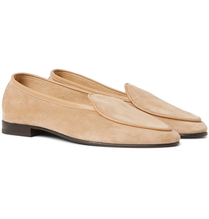 Photo: George Cleverley - Hampton Leather-Trimmed Suede Loafers - Neutrals