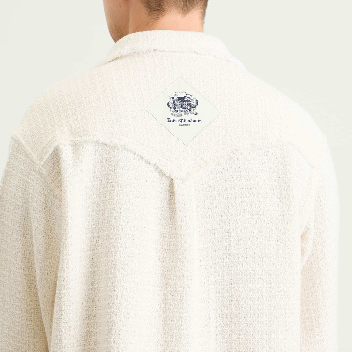 Late Checkout Men's Raw Edge Western Shirt in White