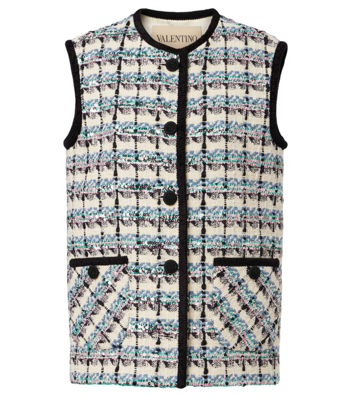 Photo: Valentino Mossi sequined cotton-blend tweed vest