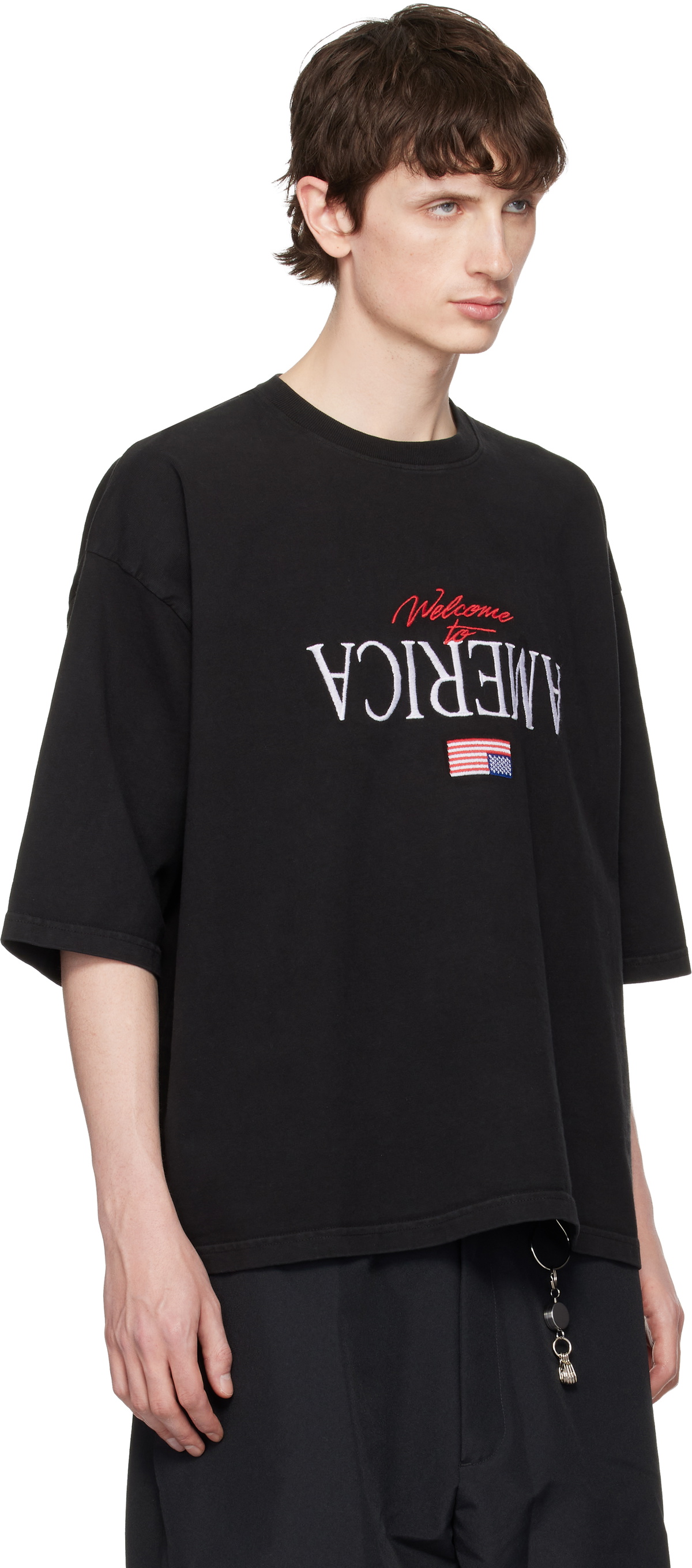 WILLY CHAVARRIA Black 'Welcome To America' Buffalo T-shirt