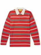 Guest In Residence - Striped Cashmere Polo Shirt - Red