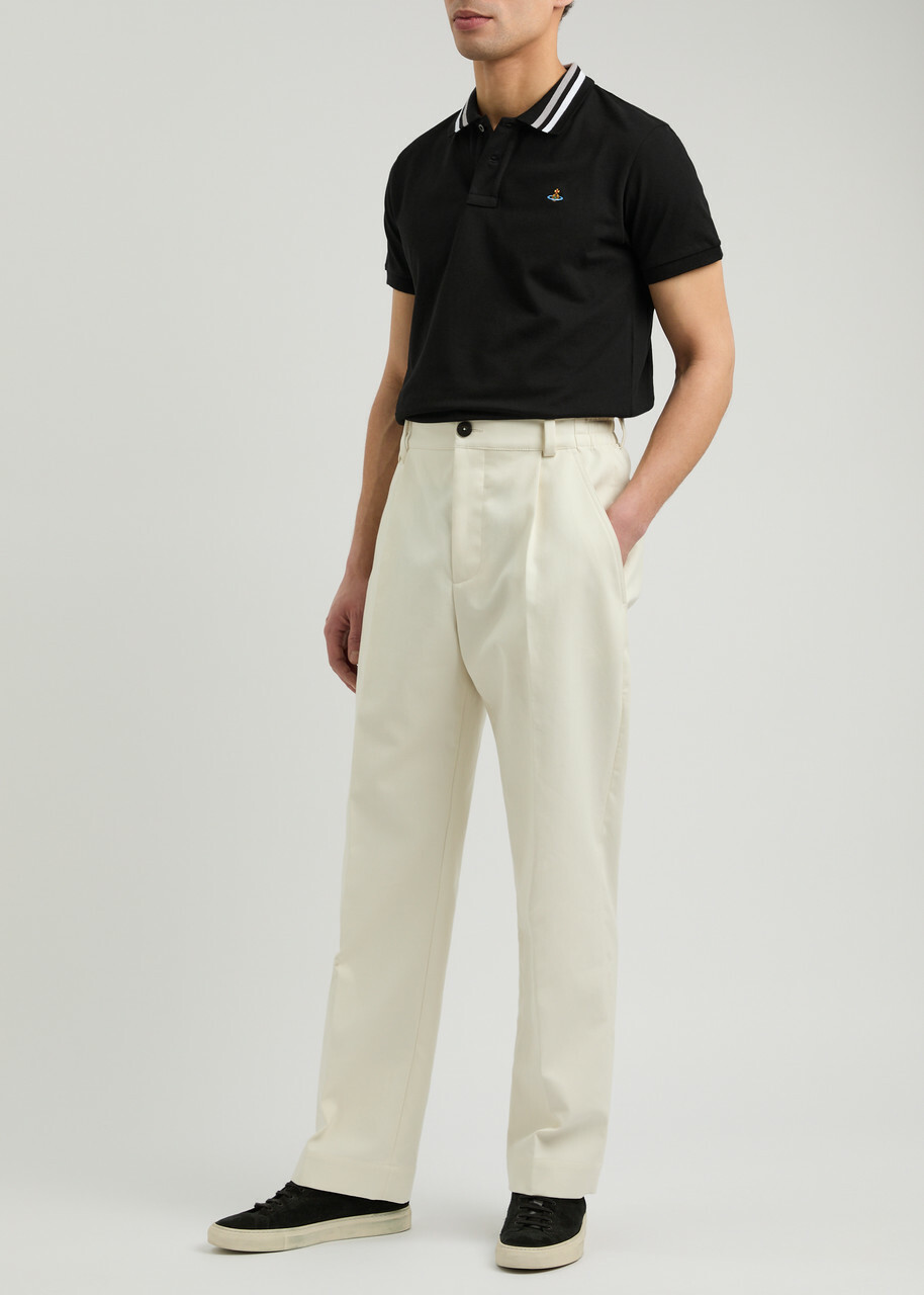 Vivienne Westwood Orb-embroidered Piqué Cotton Polo Shirt Black
