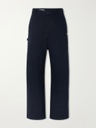 LOEWE - Logo-Embroidered Wide-Leg Cotton-Blend Drill Trousers - Blue