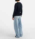 Bottega Veneta Intrecciato leather-trimmed wide-leg jeans