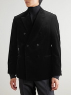 Mr P. - Double-Breasted Cotton-Velvet Tuxedo Jacket - Black