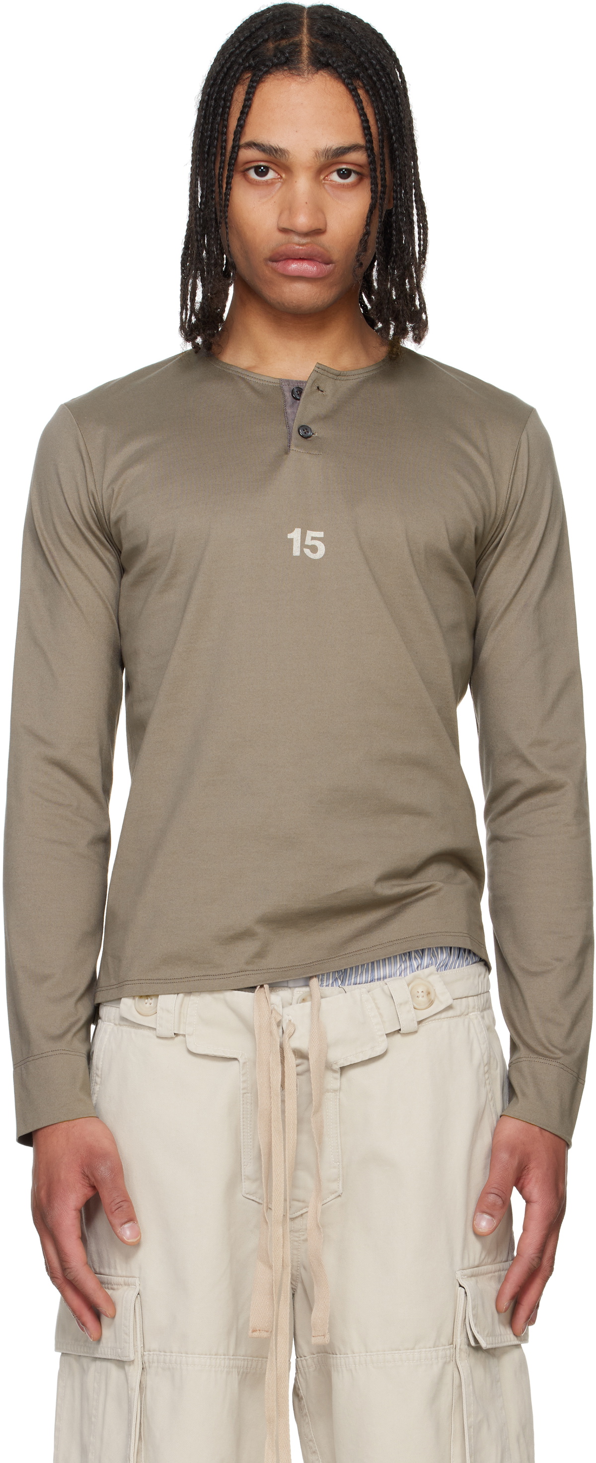 Raimundo Langlois Brown Long Sleeve Henley