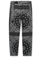 Sacai - Straight-Leg Belted Bandana-Print Cotton Trousers - Black