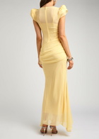 DE LA Vali Florentine Chiffon Maxi Dress Yellow