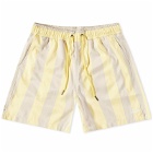 Foret Men's Away Stripe Swim Short in Dusty Yellow/Khaki