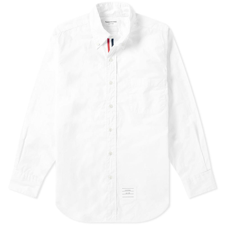 Photo: Thom Browne Grosgrain Placket Solid Poplin Shirt White