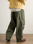 Kaptain Sunshine - Over Easy Wide-Leg Garment-Dyed Cotton-Ripstop Drawstring Trousers - Green